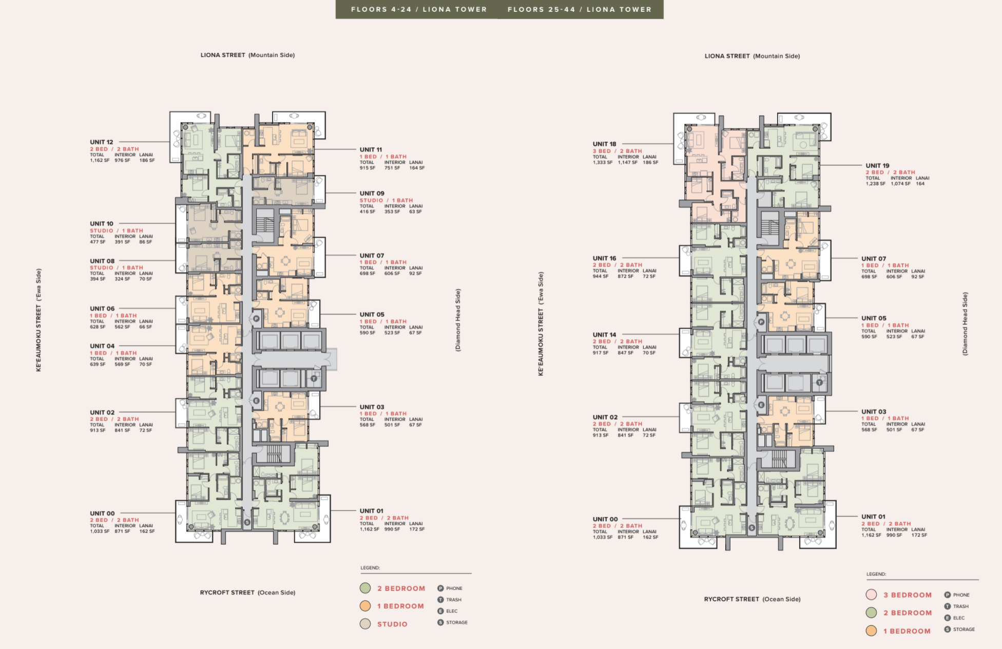 The Park on Keeaumoku Floor Plans